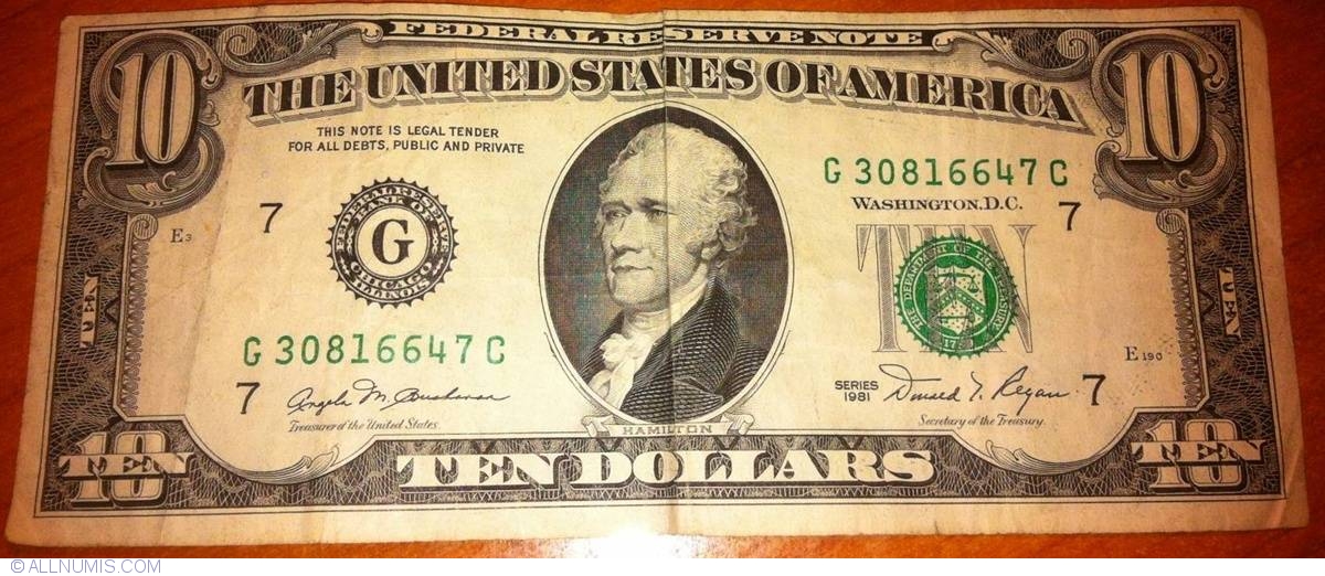 10 Dollars 1981 L 1981 Series United States Of America Banknote 