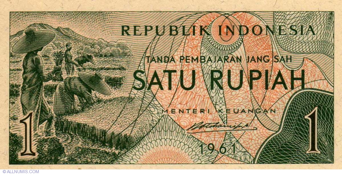 Indonesia 1 Rupiah 1961 P-78 Banknotes UNC Original 