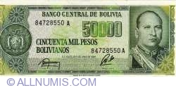50 000 Pesos Bolivianos D. 5. 6. 1984