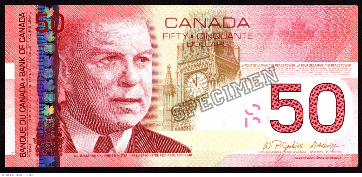 50 Canadian Dollars 2004 2001 2008 Issue Canada Banknote 3846