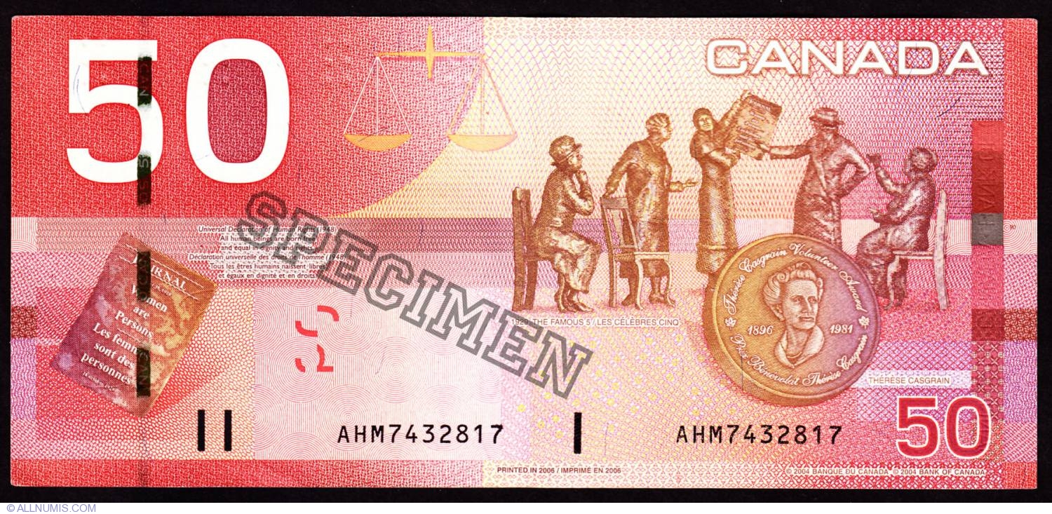 50 Canadian Dollars 04 01 08 Issue Canada Banknote 3846