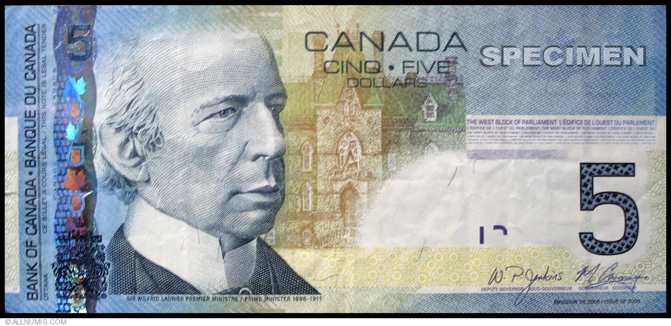 5 Canadian Dollars 2008 2001 2008 Issue Canada Banknote 1004