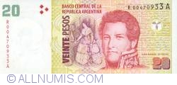 Image #1 of 20 Pesos ND (2003) - signatures Alfonso Prat-Gay/ José Luis Gioja (Replacement note)