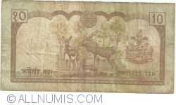 10 Rupees ND (1985 - 1987) - semnătură Dipendra Purush Dhakal