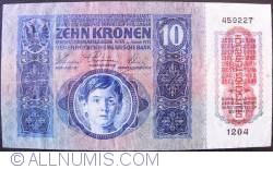 10 Kronen ND (1919 - pe vechea emisiune 2.I.1915)