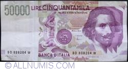 50000 Lire 1992 - semnături Antonio Fazio / Antonio Amici