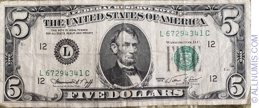Image #1 of 5 Dollars 1974 L