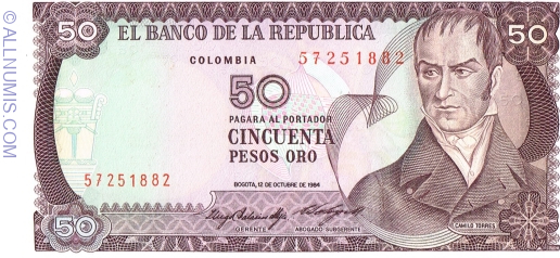 Image #1 of 50 Pesos Oro 1984 (12. X.)