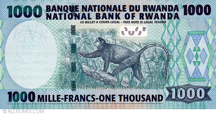 UNC RWANDA 1,000 1000 FRANCS 2004 P-31