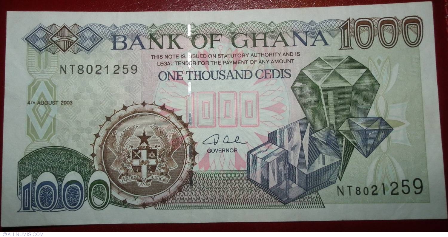 1000 Cedis 2003 4 VIII 1996 2006 Issue Ghana Banknote 4503