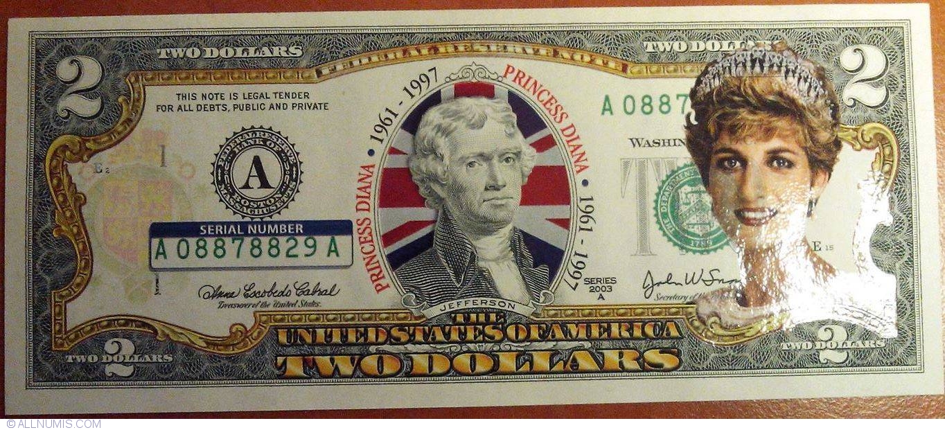$2 Bill w/Folio & Certificate 50th Birthday Legal Tender U.S PRINCESS DIANA 