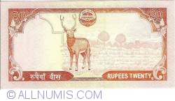 Image #2 of 20 Rupees ND (2007-2009) - semnătură Krishna Bahadur Manandhar