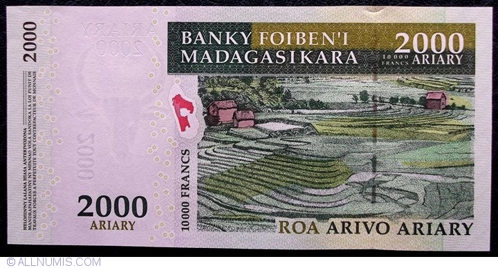 UNC MADAGASCAR 5000 5,000 ARIARY 2007//2012 P 94 NEW COMM