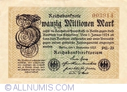 20 Millionen (20 000 000) Mark 1923 (1. IX.) - 1