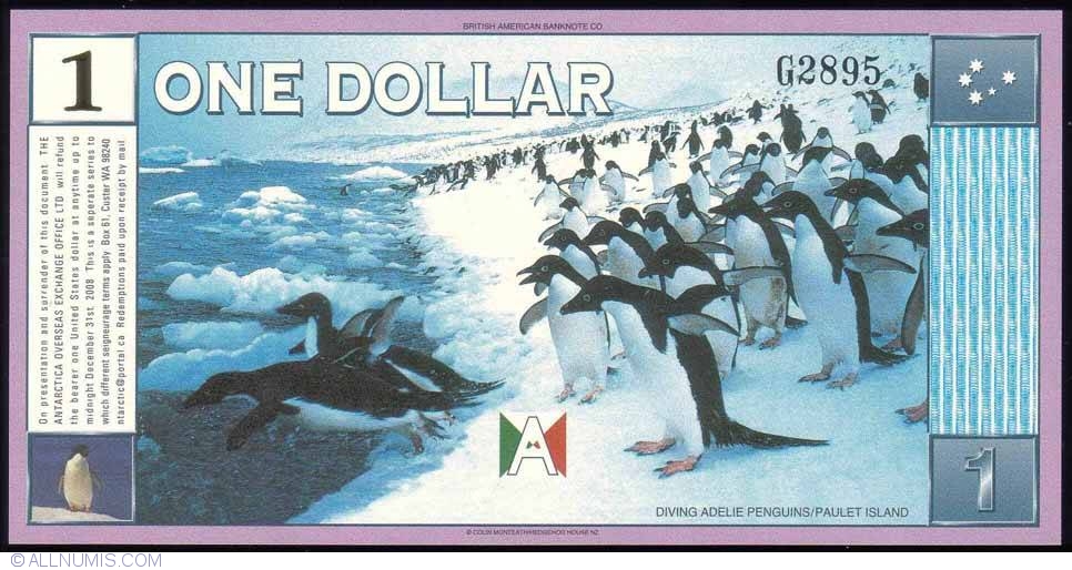 ANTARCTICA 1 Dollar Fun-Fantasy Banknote 1999 Issue Note Early series issue rare