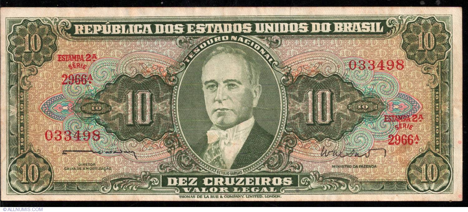 1962 P177a UNCIRCULATED BRAZIL 10 CRUZEIROS ND 