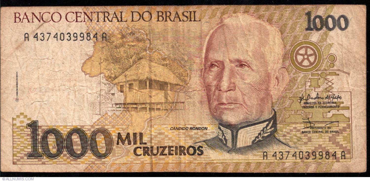 BRAZIL 1000 1,000 CRUZEIROS 1990 P 231 b UNC 