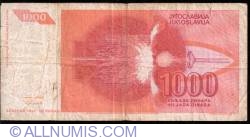 Image #2 of 1,000 Dinara 1992 error note
