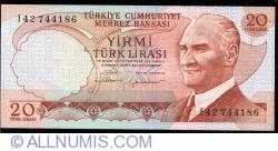20 Lire L. 1970 (1983) - semnături: Osman ŞIKLAR, Yavuz CANEVİ