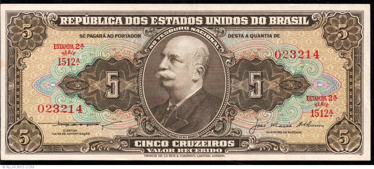 Brazil 5 Cruzeiros - Banknote - Uncirculated - Paper Money