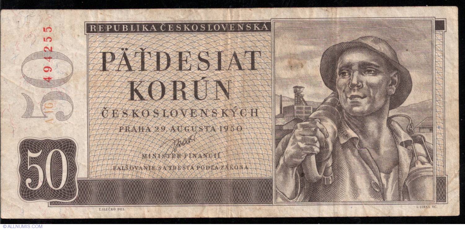 50 Korun 1950, 1949-1950 Issue - Czechoslovakia - Banknote - 3294