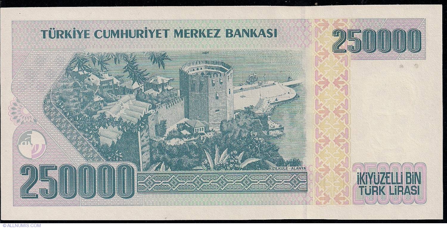 250,000 Lira L.1970 (1998) - signatures Gazi ER\u00c7EL, \u015e\u00fckr\u00fc B\u0130NAY, 1970 ...