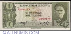 10 Pesos Bolivianos L. 1962 (semnături Milton Paz / Ruíz Balaldión)
