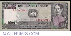Image #1 of 1000 Pesos Bolivianos D. 25. 6. 1982 - signatures Rossel / Zalles