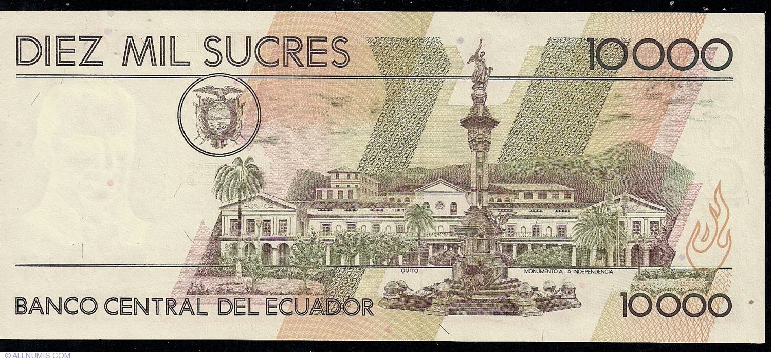 R P127 UNC,Vicente Rocafuerte 1999 Ecuador Monument F Banknote 10000 Sucre