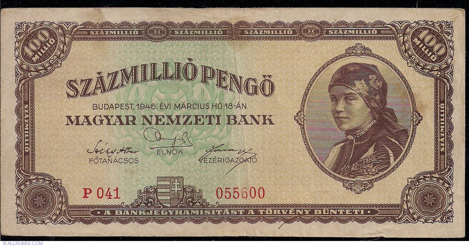 100000000 Pengo 1946 18 Iii 1945 1946 Issues Hungary