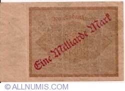 1 Milliarde Mark on 1000 Mark ND (IX. 1923 on old date 15.XII.1922) - 1
