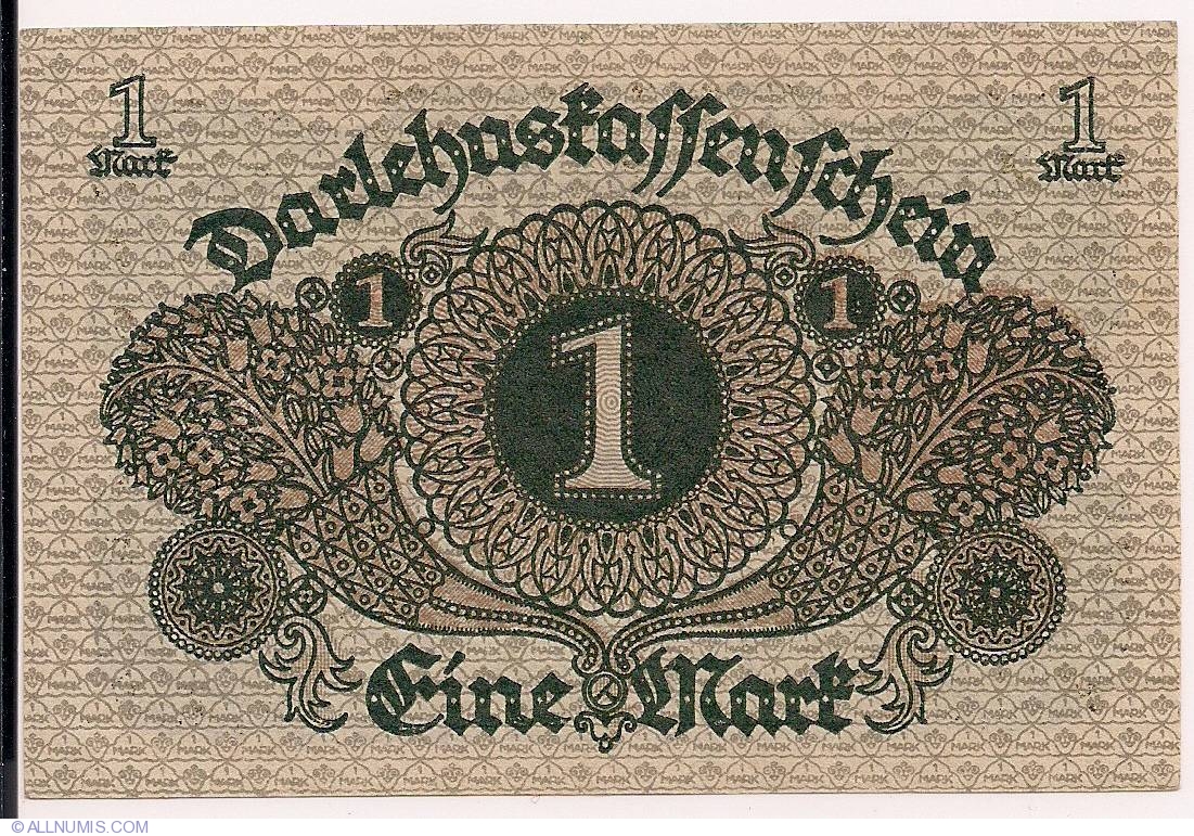 Germany 1 Mark 1920 Darlehnskassenschein P-58 UNC Uncirculated Banknote 