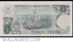 Image #2 of 5 Pesos ND (1974-1976) - semnături Emilio Mondelli/ Ricardo A. Cairoli