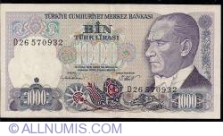 Image #1 of 1000 Lira ND(1986) - signatures Yavuz CANEVİ/ İbrahim KURT