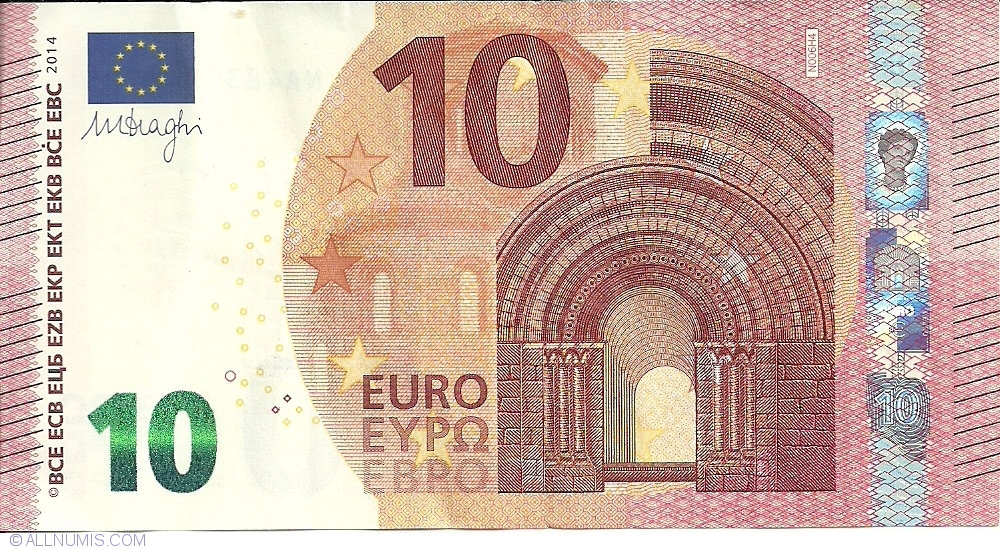 10 Euro 2014 - N, 2014 Issue - 10 Euro (Signature Mario Draghi) - European  Union - Banknote - 6812