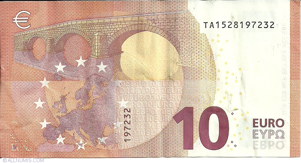 Mario Draghi 10 euro banknote 2014 UNC Prefix-E France sign 