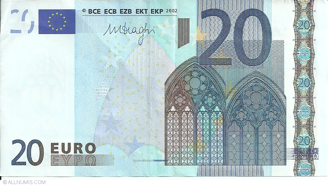 20 Euro 2002 H (Slovenia), 2002 Issue - 20 Euro (Signature Mario Draghi) -  European Union - Banknote - 7198