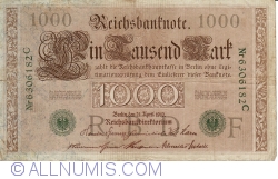 Image #1 of 1000 Mark 1910 (21. IV.) - F (Retiparită 1918-1922)