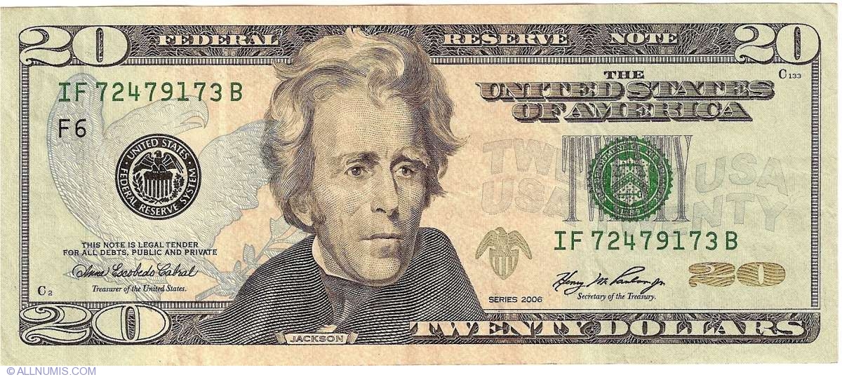 20 Dollars 2006 (F), 2006 Series United States of America Banknote