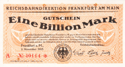 1 Billion (1 000 000 000 000) Mark 1923 (2. XI.) - 2