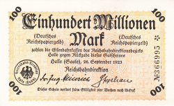 100 Millionen (100 000 000) Mark 1923 (26. IX.) - 2