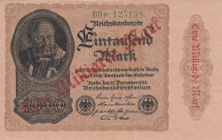 1 Milliarde Mark on 1000 Mark ND (IX. 1923 on old date 15.XII.1922) - 2