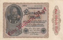 Image #1 of 1 Milliarde Mark on 1000 Mark ND (IX. 1923 on old date 15.XII.1922)