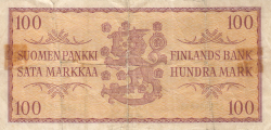100 Markkaa/Mark 1957 - semnături Leinonen / Sacklen
