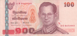 100 Baht 2005 (21. X.) - semnături Chalongphob Sussangkarn / Tarisa Watanagase