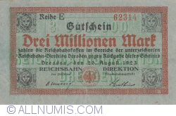 3 Millionen (3 000 000) Mark 1923 (20. VIII.)