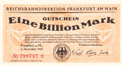 1 Billion (1 000 000 000 000) Mark 1923 (2. XI.) - 1
