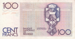 100 Franci ND (1982-1994) - semnături Jacques Van Droogenbroeck / Alfons Verplaetse