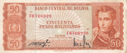 50 Pesos Bolivianos L.1962 - signatures  Milton Paz / Fabri
