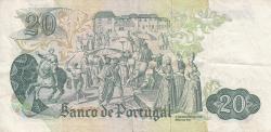 Image #2 of 20 Escudos 1971 (27. VII.) - semnături José da Silva Lopes/ Abel António Pinto dos Reis